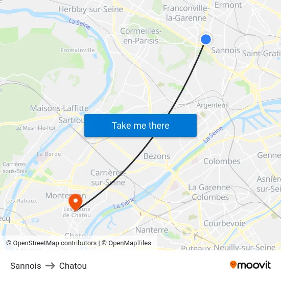Sannois to Chatou map