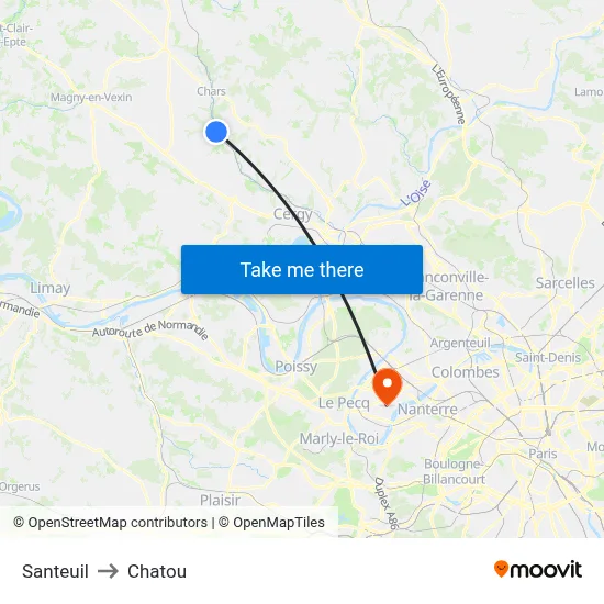 Santeuil to Chatou map