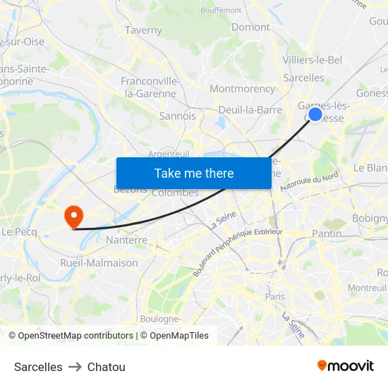 Sarcelles to Chatou map