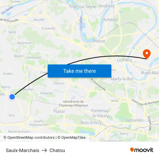 Saulx-Marchais to Chatou map