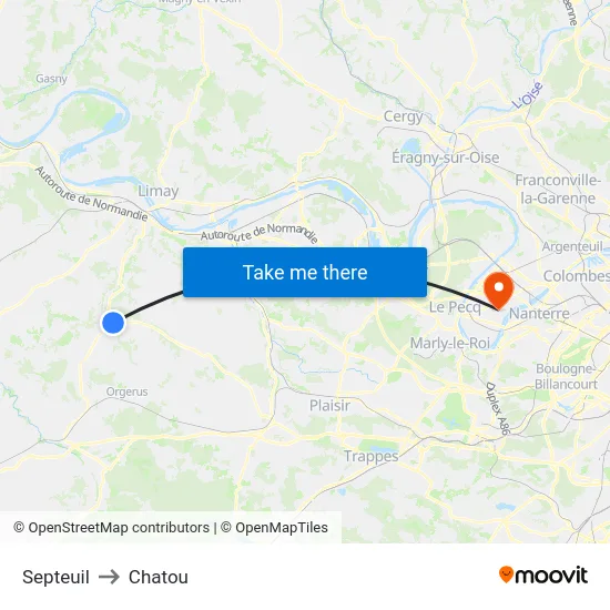 Septeuil to Chatou map