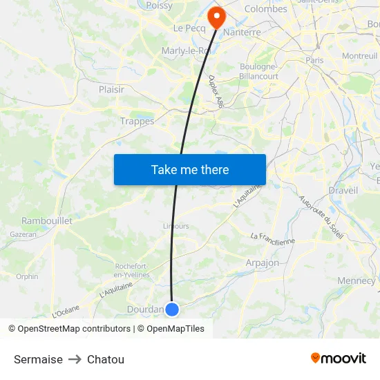 Sermaise to Chatou map