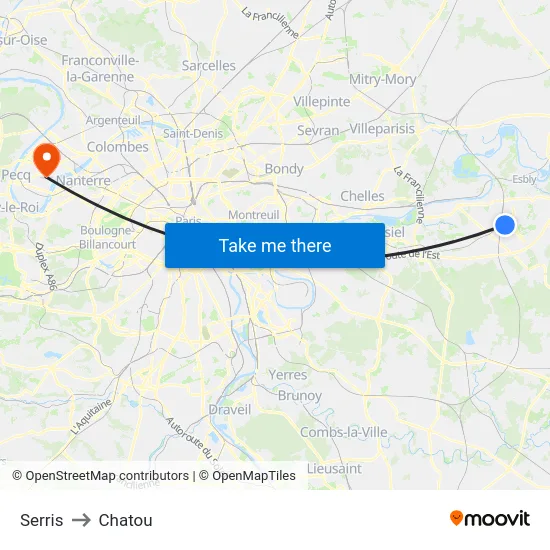 Serris to Chatou map