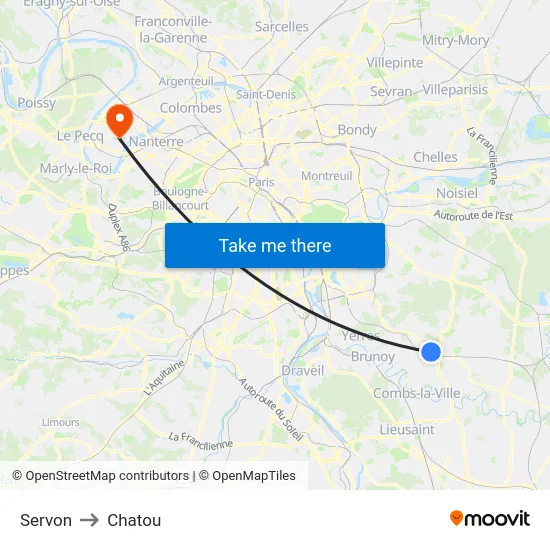 Servon to Chatou map
