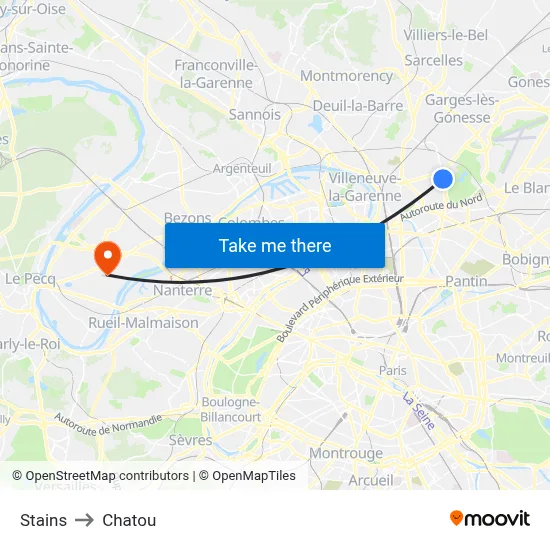 Stains to Chatou map