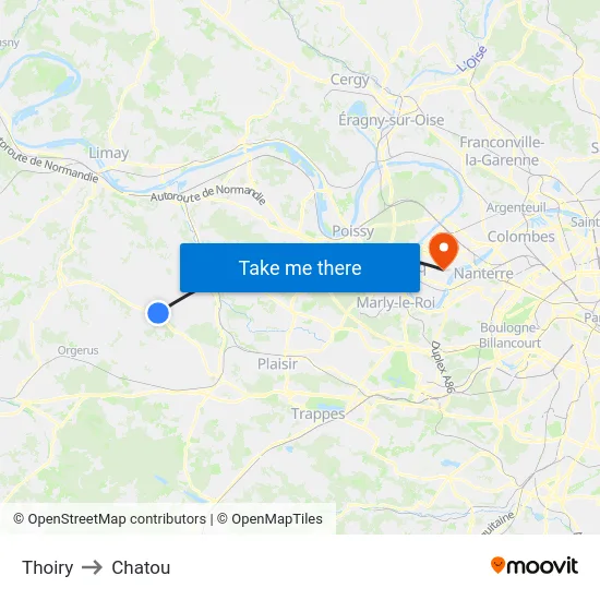 Thoiry to Chatou map