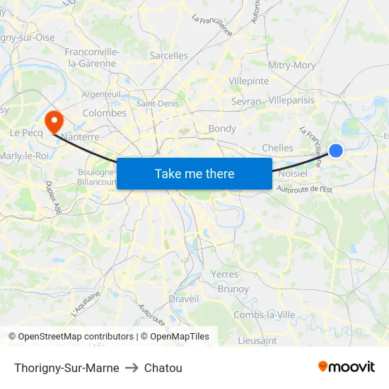 Thorigny-Sur-Marne to Chatou map