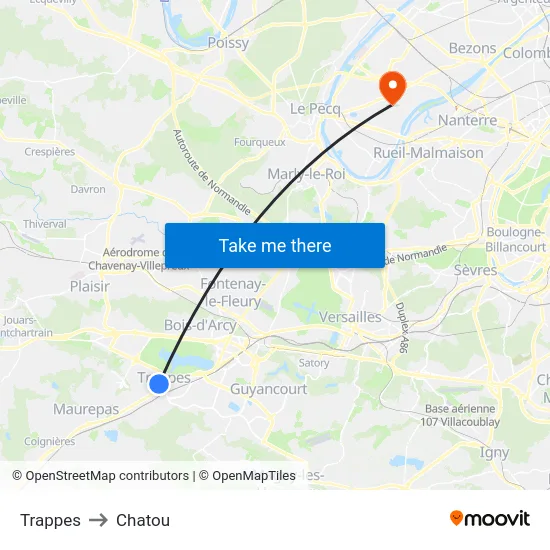 Trappes to Chatou map