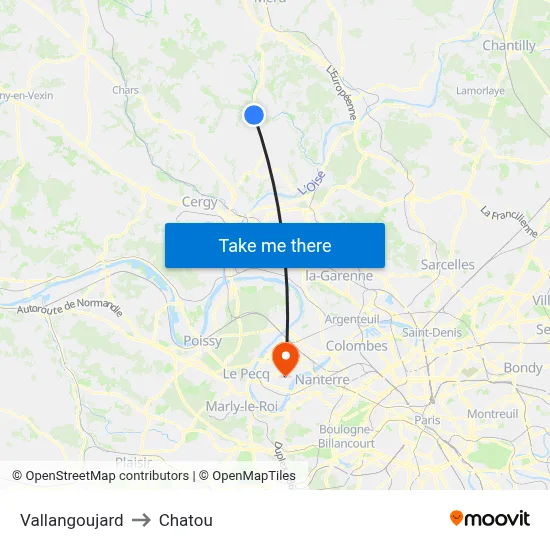 Vallangoujard to Chatou map