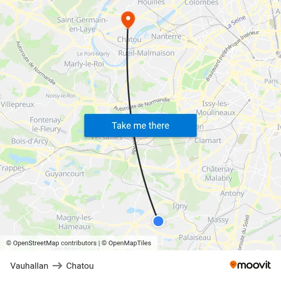 Vauhallan to Chatou map