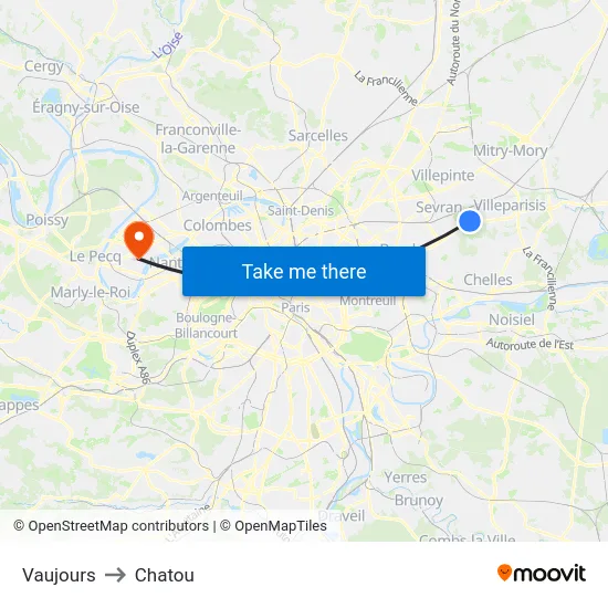 Vaujours to Chatou map