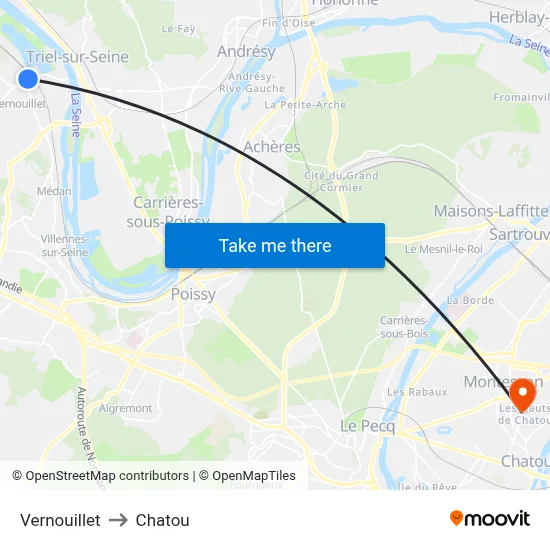 Vernouillet to Chatou map