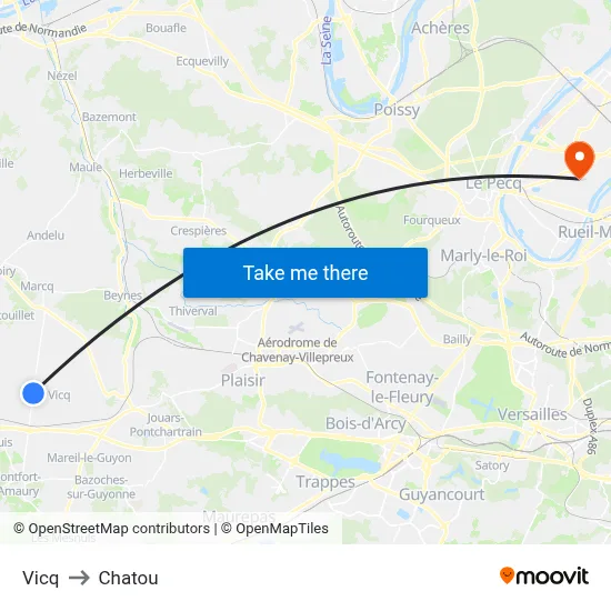 Vicq to Chatou map