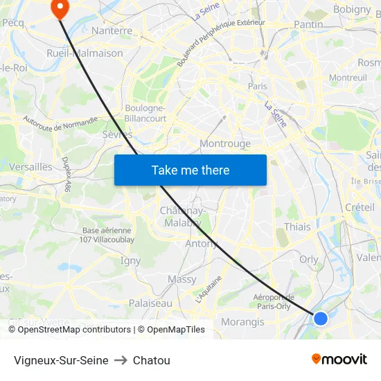 Vigneux-Sur-Seine to Chatou map