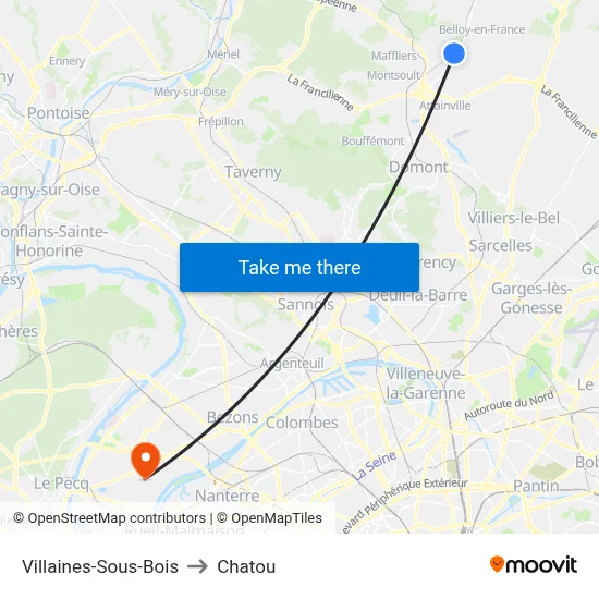 Villaines-Sous-Bois to Chatou map