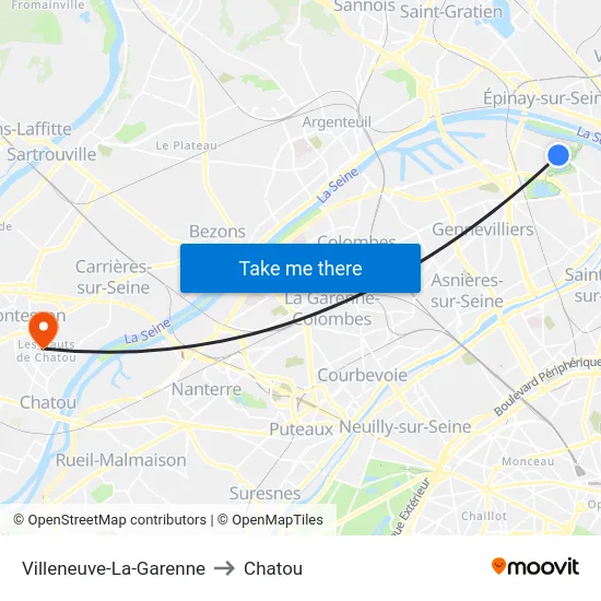 Villeneuve-La-Garenne to Chatou map