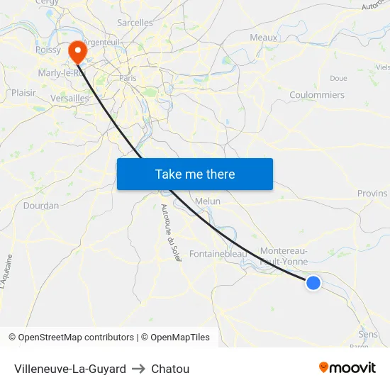 Villeneuve-La-Guyard to Chatou map