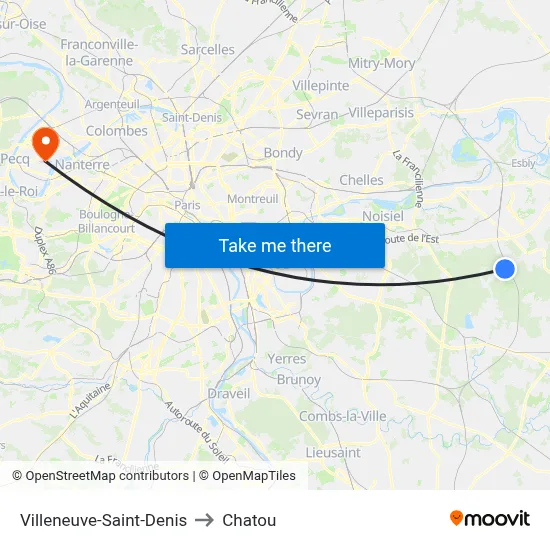 Villeneuve-Saint-Denis to Chatou map