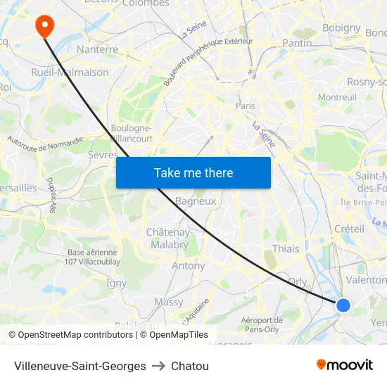 Villeneuve-Saint-Georges to Chatou map
