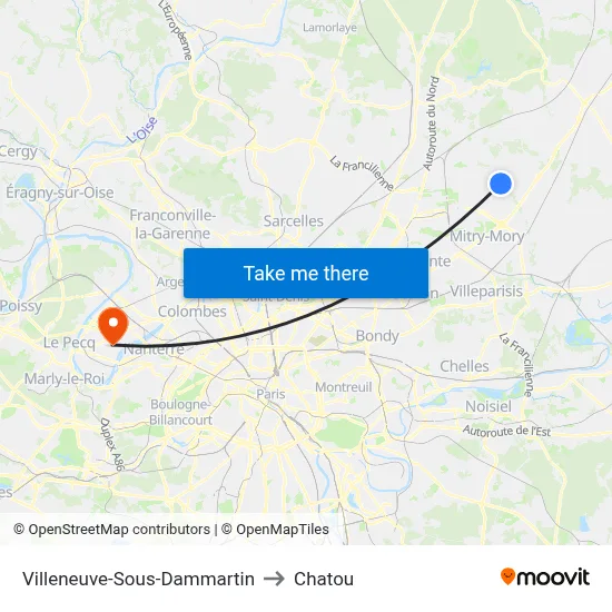 Villeneuve-Sous-Dammartin to Chatou map