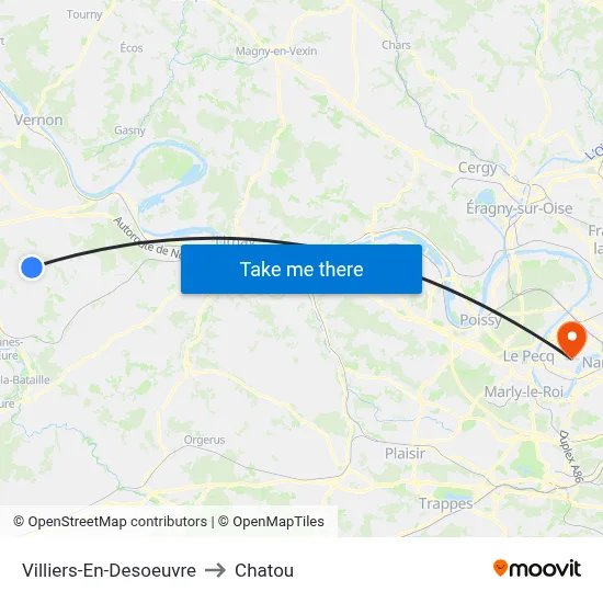 Villiers-En-Desoeuvre to Chatou map