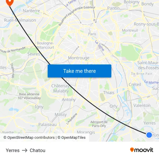 Yerres to Chatou map