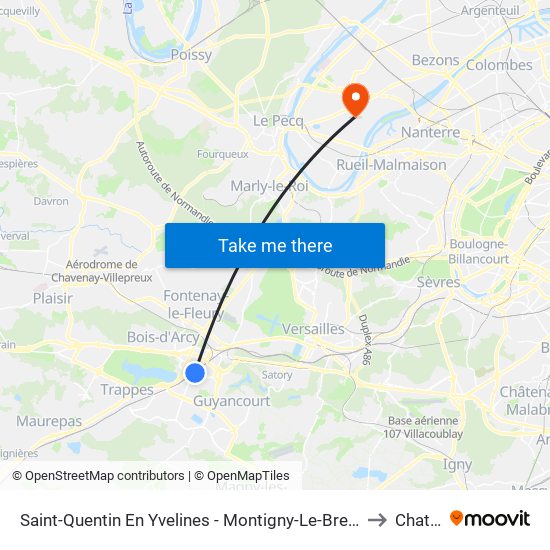 Saint-Quentin En Yvelines - Montigny-Le-Bretonneux to Chatou map