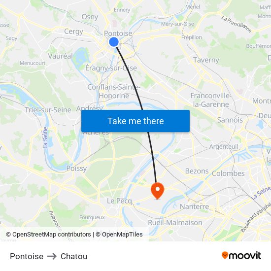 Pontoise to Chatou map