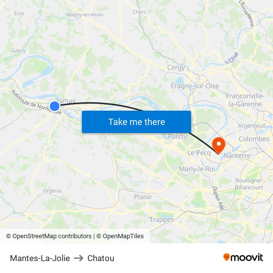 Mantes-La-Jolie to Chatou map