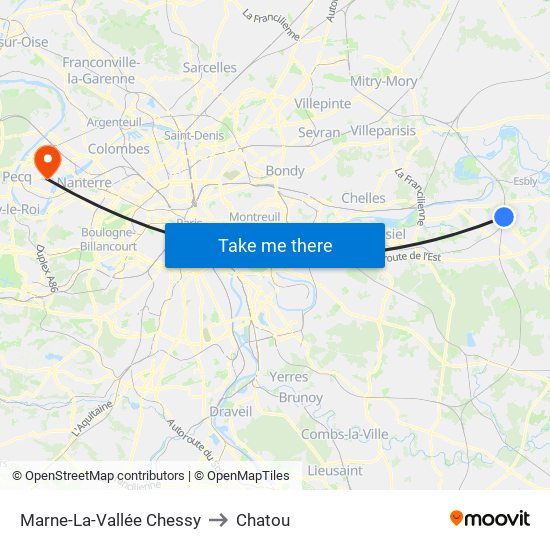 Marne-La-Vallée Chessy to Chatou map