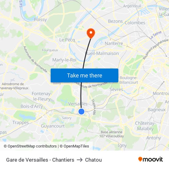 Gare de Versailles - Chantiers to Chatou map