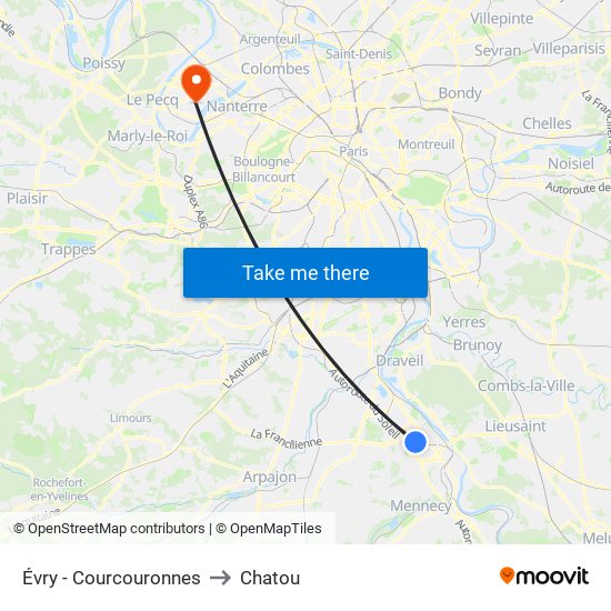 Évry - Courcouronnes to Chatou map