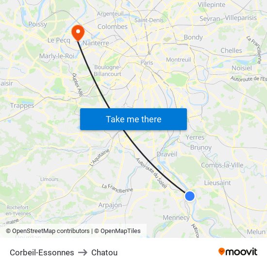 Corbeil-Essonnes to Chatou map
