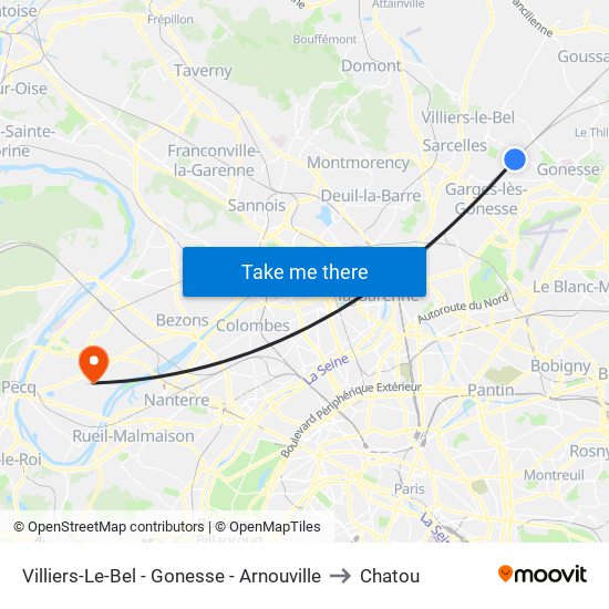Villiers-Le-Bel - Gonesse - Arnouville to Chatou map