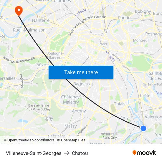 Villeneuve-Saint-Georges to Chatou map