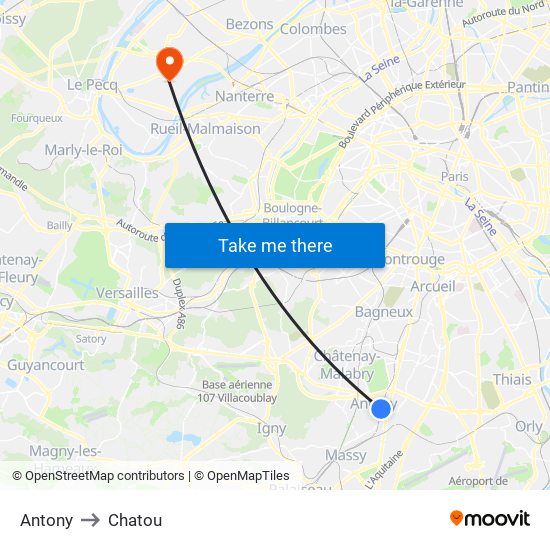 Antony to Chatou map