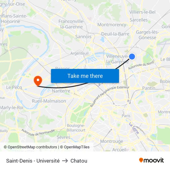 Saint-Denis - Université to Chatou map