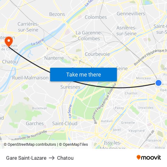 Gare Saint-Lazare to Chatou map