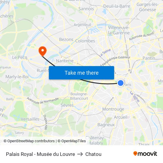 Palais Royal - Musée du Louvre to Chatou map
