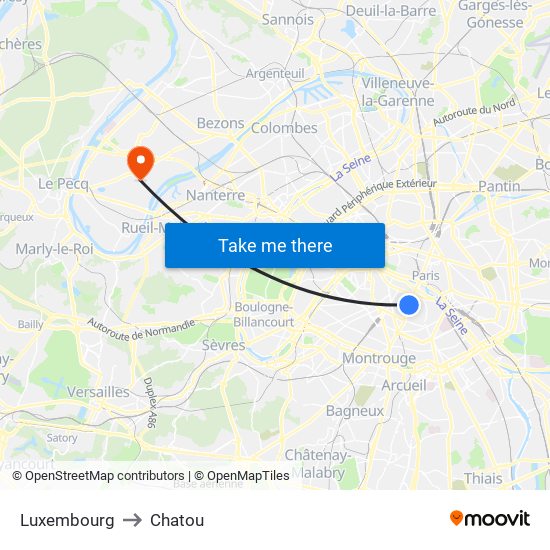 Luxembourg to Chatou map