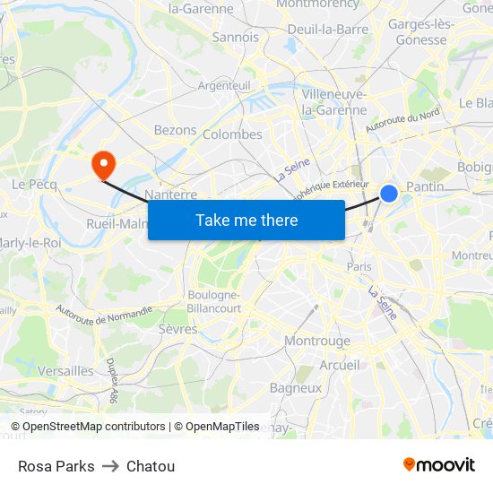 Rosa Parks to Chatou map