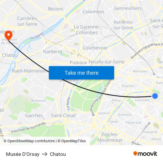 Musée D'Orsay to Chatou map