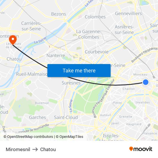 Miromesnil to Chatou map