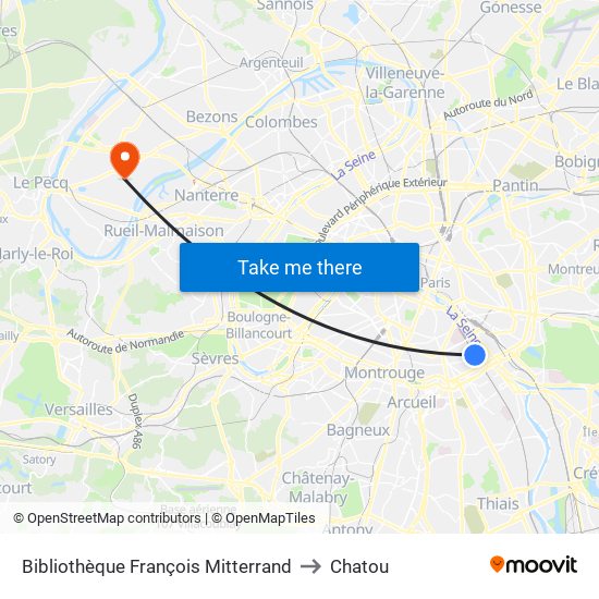 Bibliothèque François Mitterrand to Chatou map