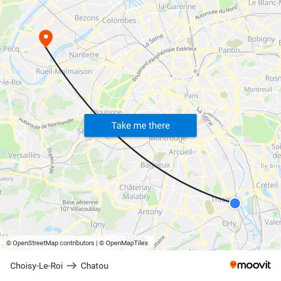 Choisy-Le-Roi to Chatou map