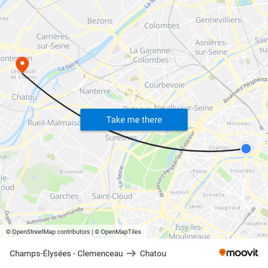 Champs-Élysées - Clemenceau to Chatou map