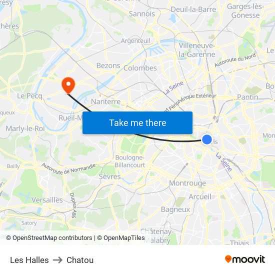 Les Halles to Chatou map