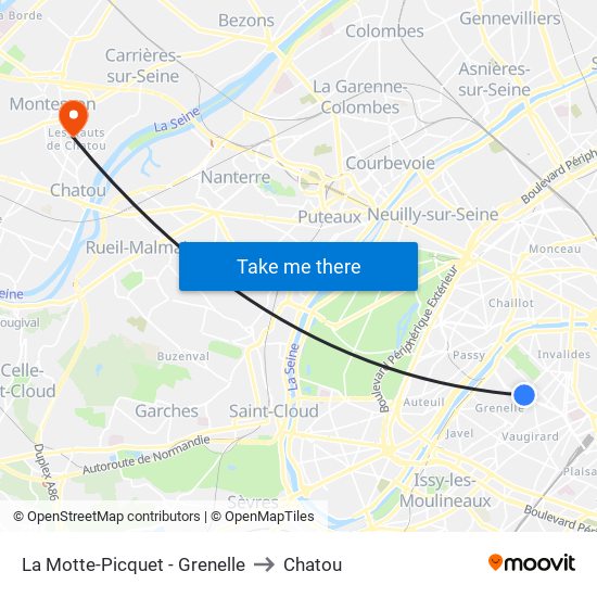 La Motte-Picquet - Grenelle to Chatou map