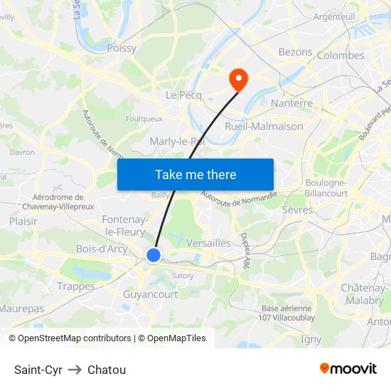 Saint-Cyr to Chatou map