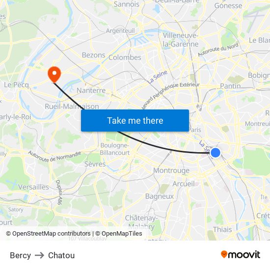 Bercy to Chatou map